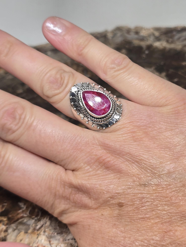 Bague Argent 925 et Rubis chauffé 
