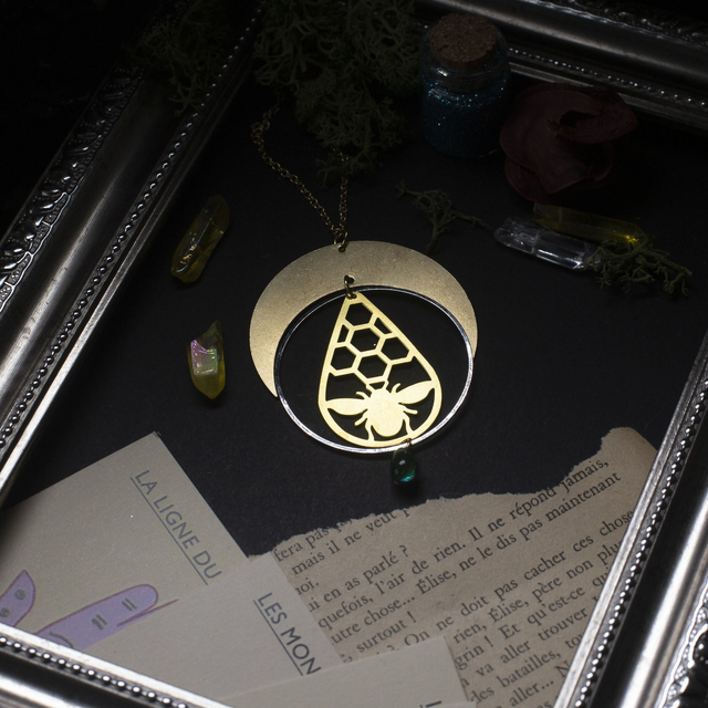 "bee happy" collier en laiton