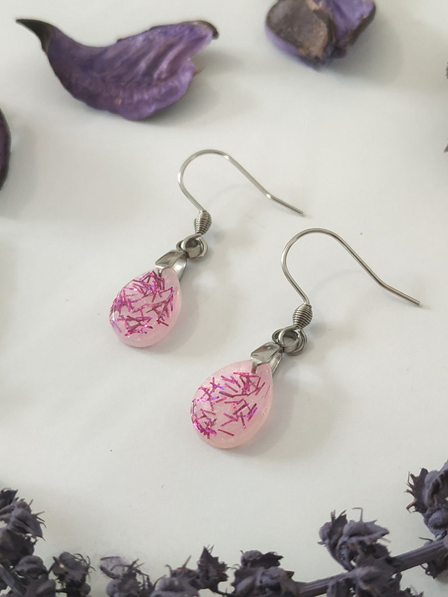 Boucles d'oreilles goutte d'eau pailletée