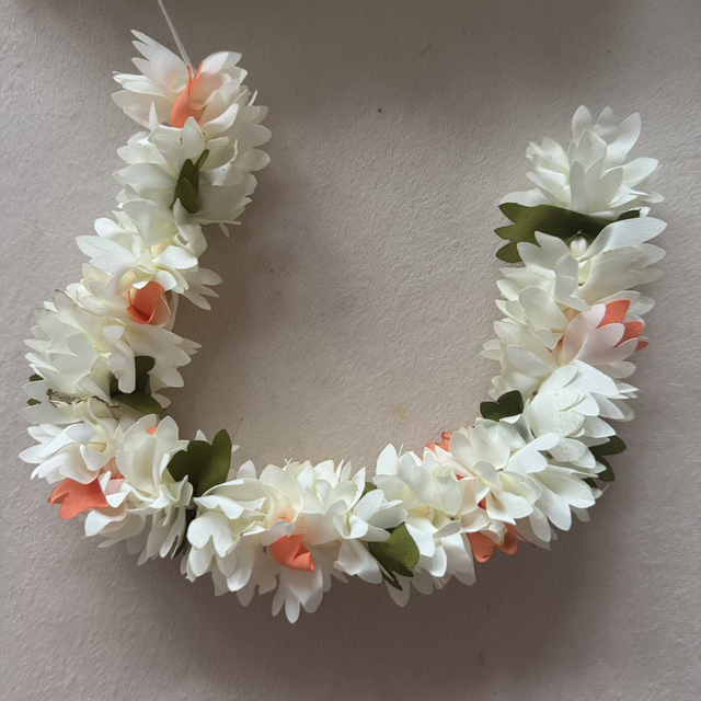 Orange Color Jasmine Flower Fabric Gajra 1pc