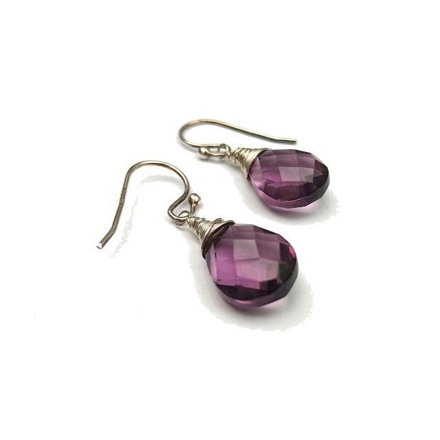 Wrap oorbellen in zilver met paarse quartz