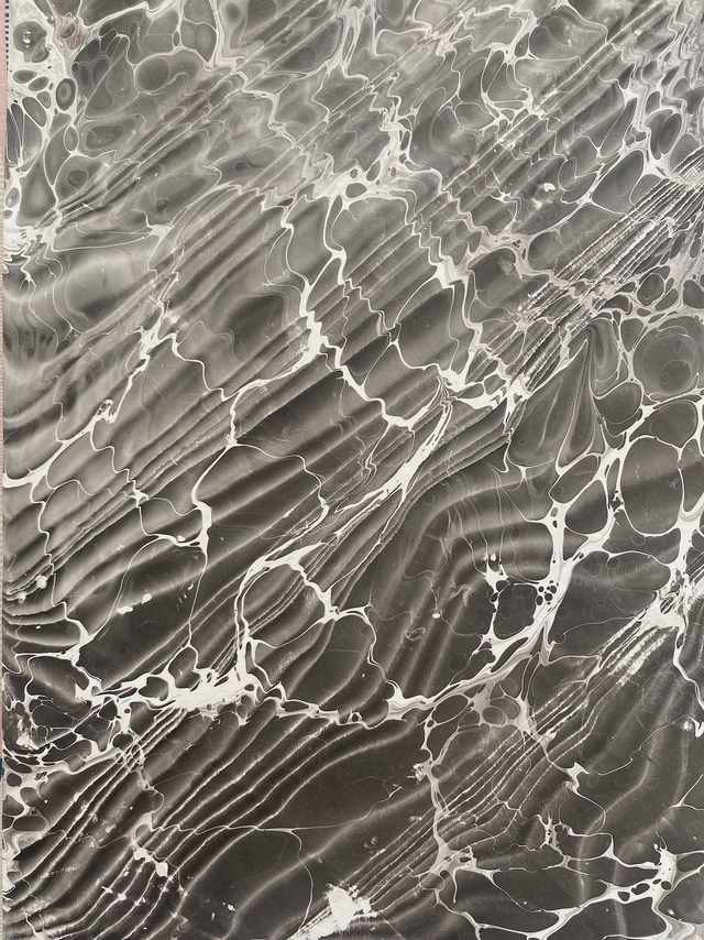 "Moody Skies" Moiré Marbled Paper