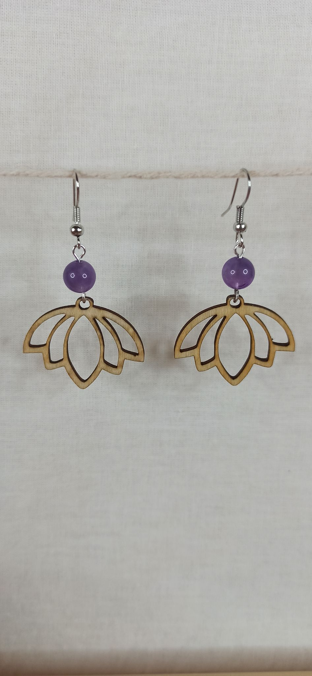 Boucles D&#039;oreilles Lotus - Améthyste