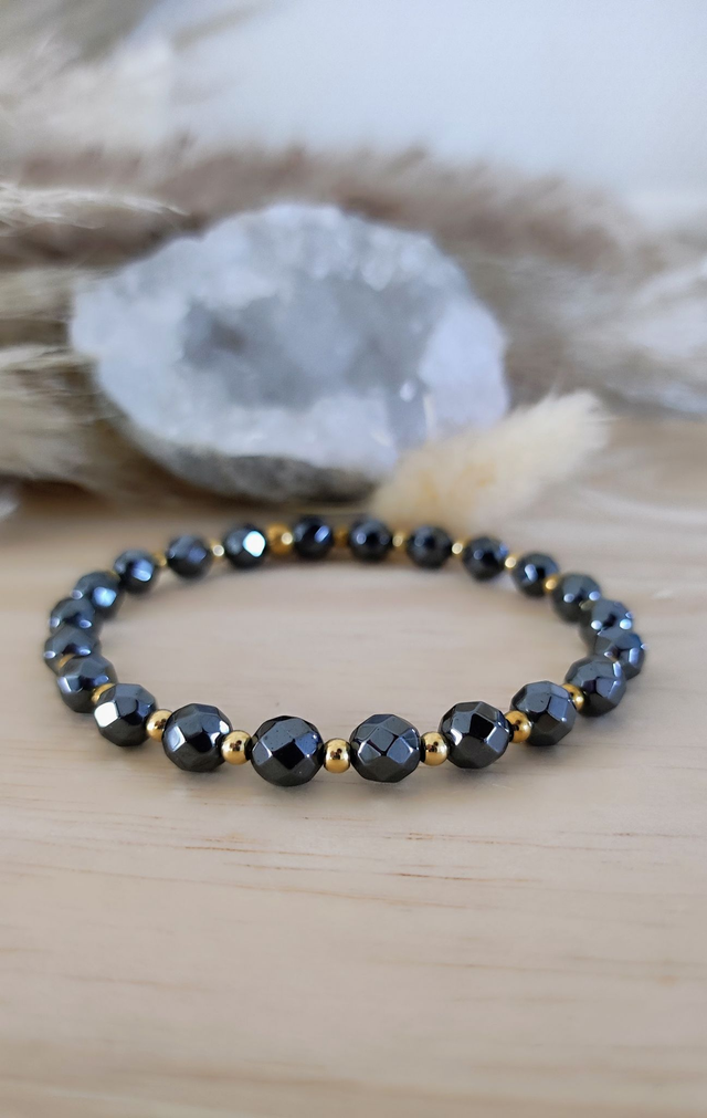 Bracelet "Confiance en soi" Hématite facettée