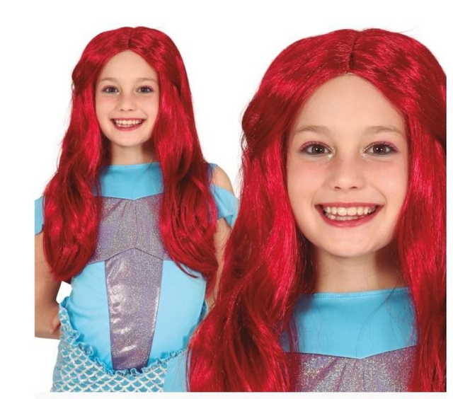 Carnevale ,  48039  PARRUCCA LUNGA ROSSA IN SCATOLA BAMBINA