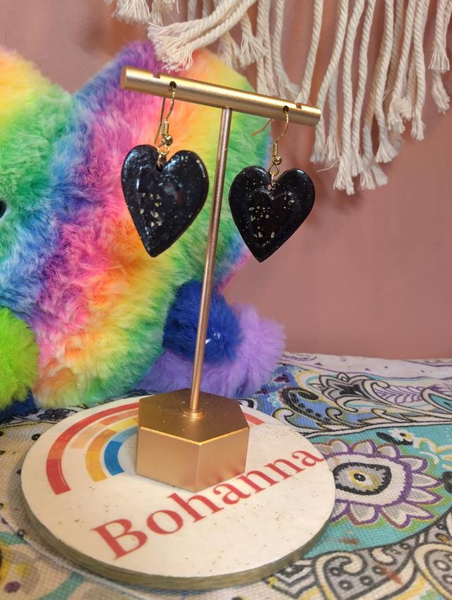 Handmade polymer clay Heart earrings 