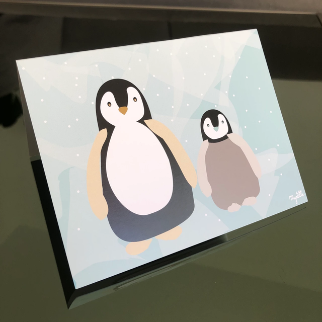 Carte pliée pingouins