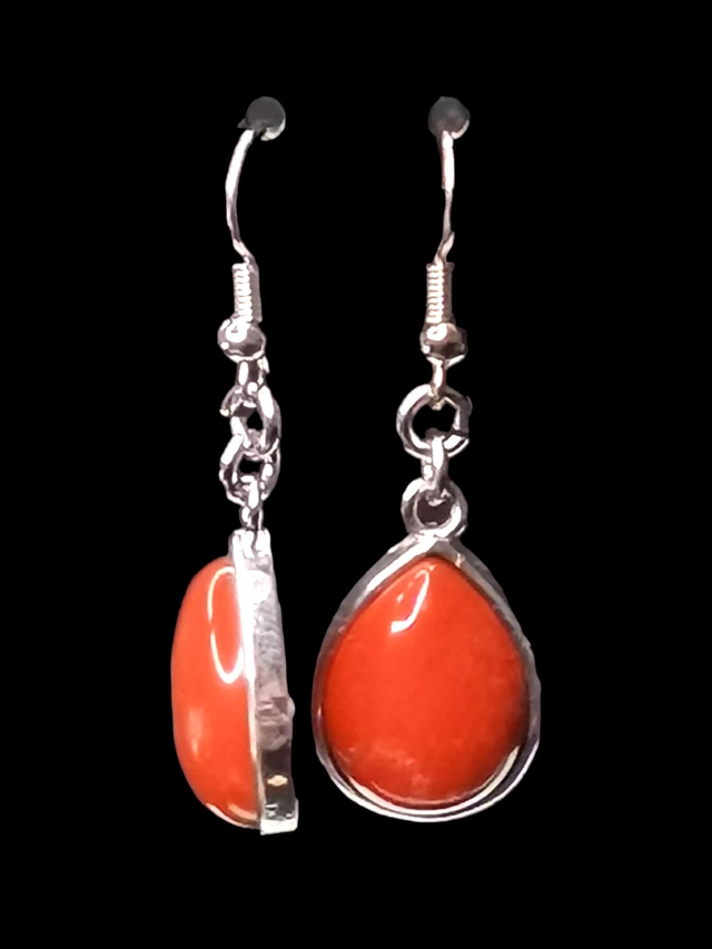 Boucles d&#039;oreilles jaspe rouge 
