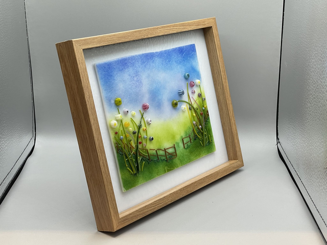 Countryside Scene Mounted Fused Glass Picture