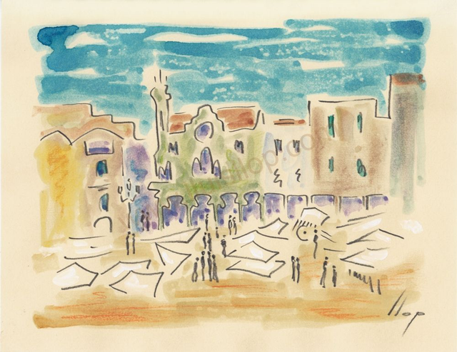 coses de Reus, aquarel·la original 25x19 - pl Mercadal #3
