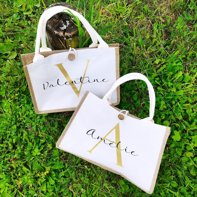 Sac shopping initiale + prénom 