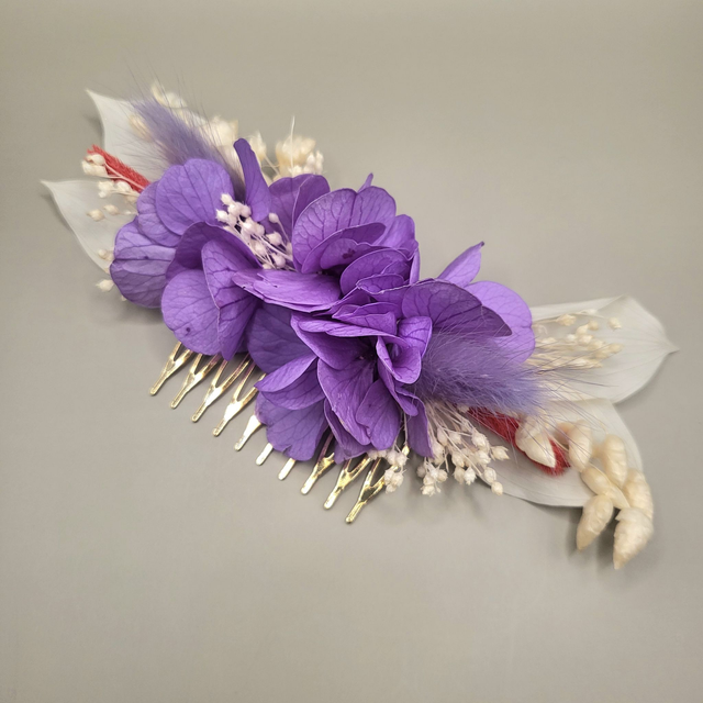 PEIGNE DE MARIAGE en fleurs stabilisées "VIOLETTA" - accessoire de la mariée