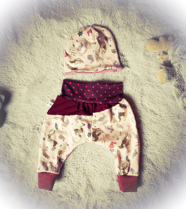 B*      3/6 MOIS        Pantalon sarouel + bonnet BICHE et POIS