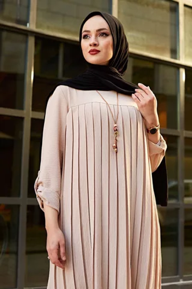 Abaya tunique plissé longue manches