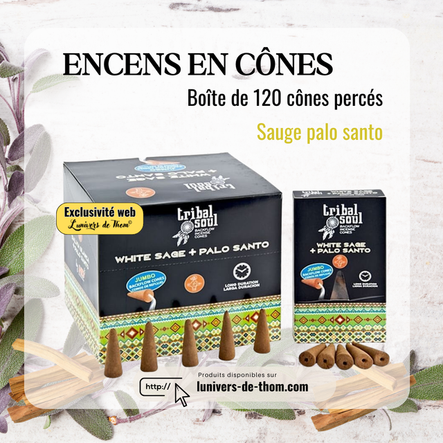 Backflow Cônes XL Tribal Soul Sauge Palo Santo 120 pcs