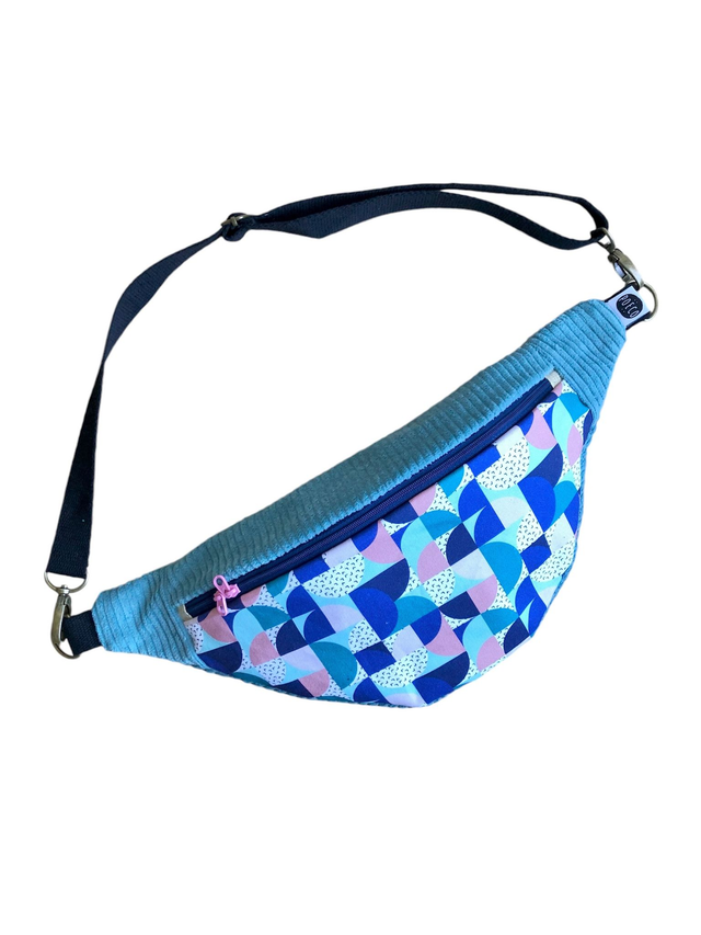 Sac Banane velours côtelé - BAUHAUS - bleu clair