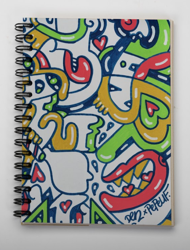 Carnet A6 de la marque Pepeuf portant une illustration faite par Den End