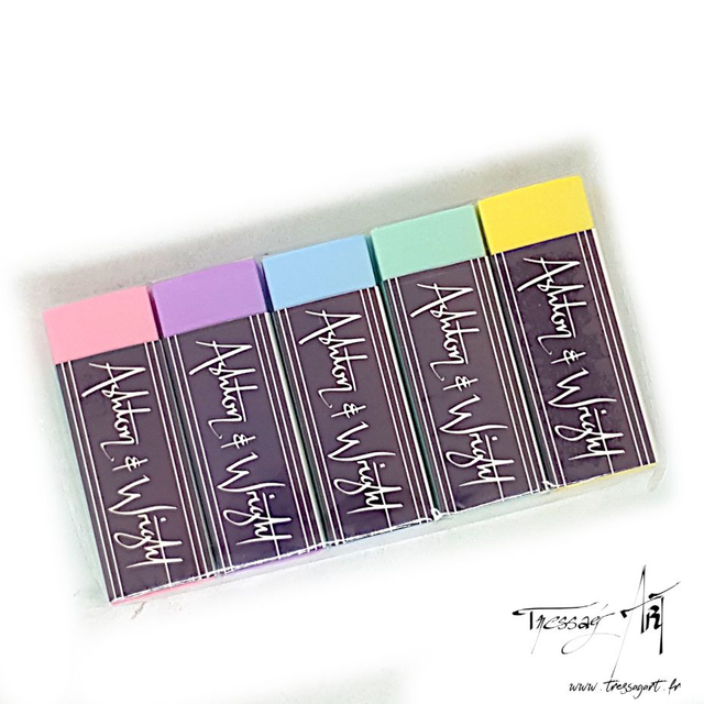 ASHTON & WRIGHT - LOT DE 5 GOMMES - COULEURS PASTELS - AW008
