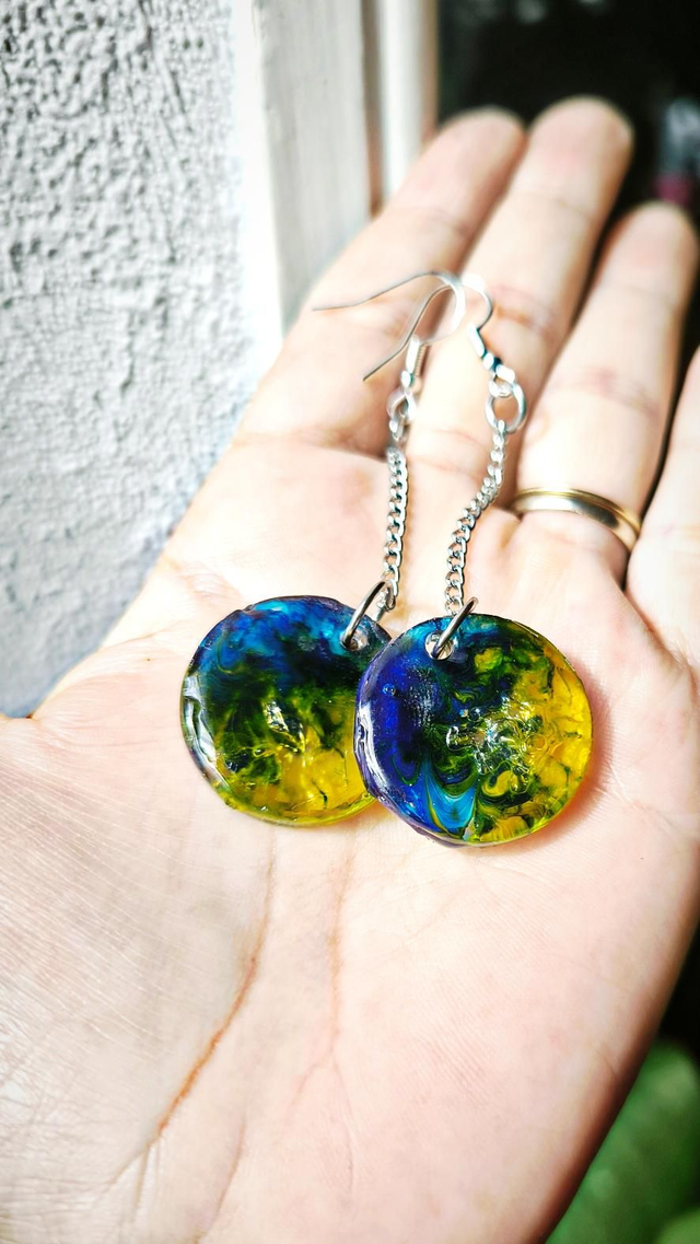 Boucles d'oreilles bleu doré