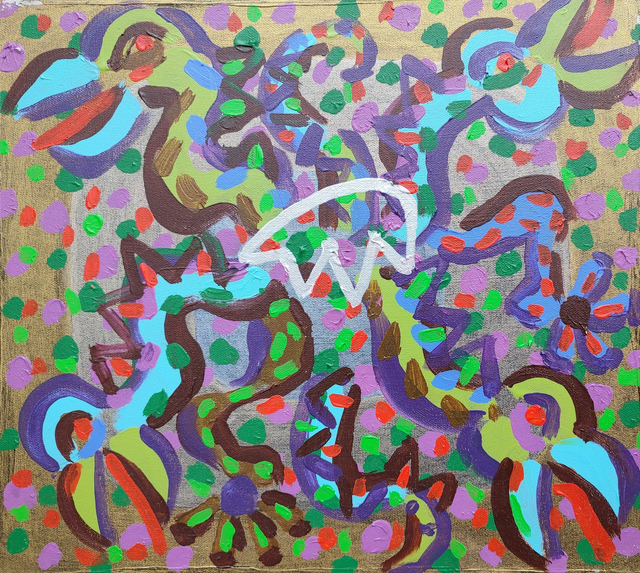 Smoki 41x46 akryl płótno 2018