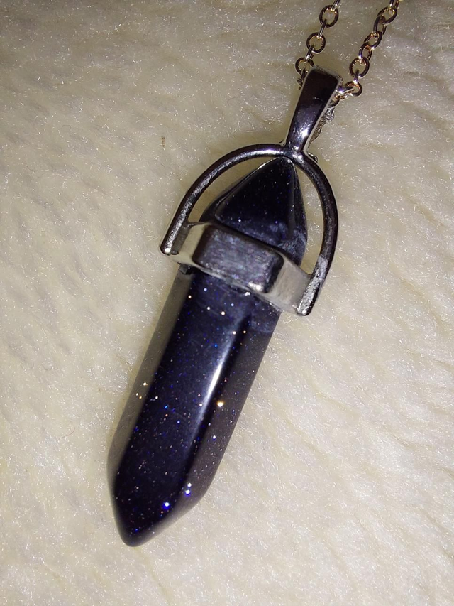 Blue goldstone point pendant 