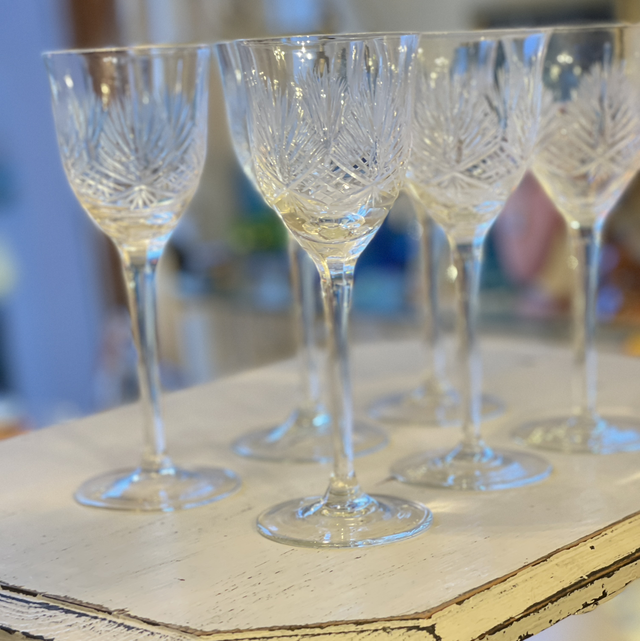 6  x geschliffene Kristallgläser 