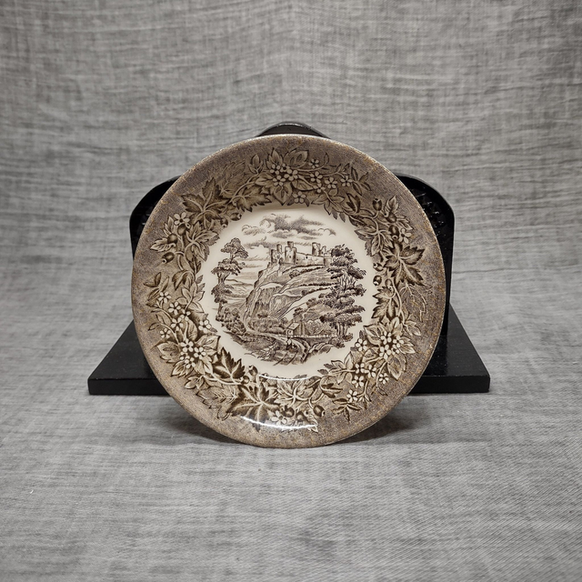 English Ironstone Tableware | Kom (diameter 14,0 cm | hoogte 3,0 cm) ‘English castles’ motief in bruine kleur | Vintage
