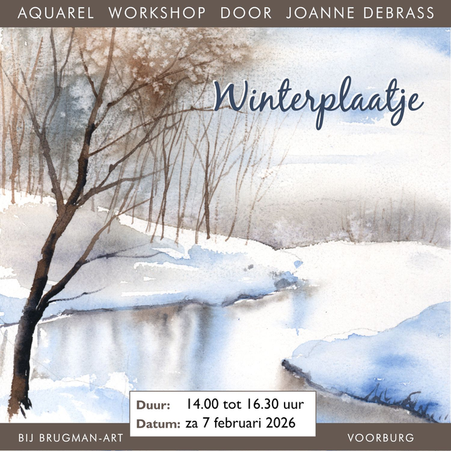 07-02-2026 van 14.00-16.30u Winterplaatje Aquarel workshop bij Brugman, Voorburg