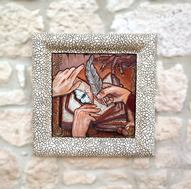 Le livre d'Hanna, Tableau en cuir repoussé