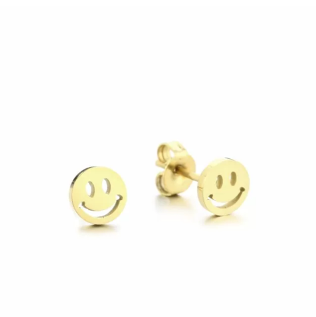 Oorknopjes smiley goud 