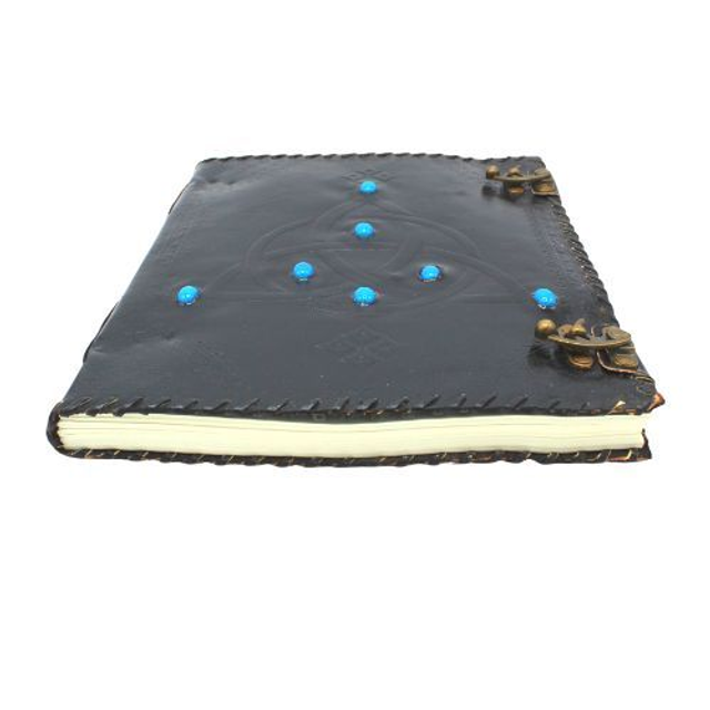 Notizbuch aus Leder mit Edelsteinen und Pentagramm,25x33cm.