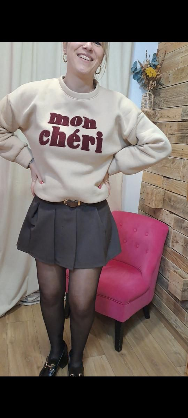 Jupe short plissée choco