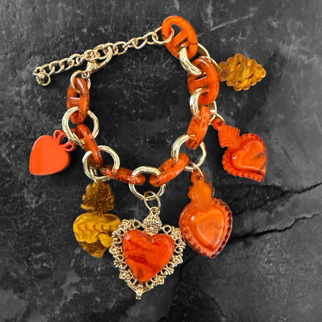 Bracciale cuore sacro arancione