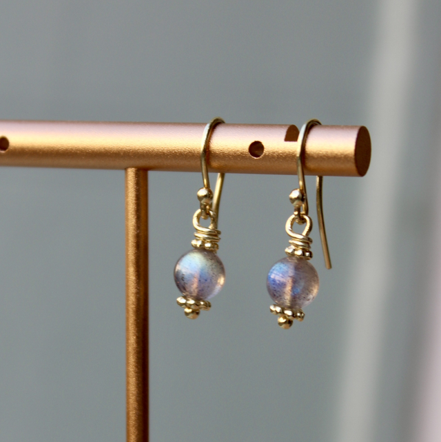 Ohrhänger •Labradorit• / 585 plattiert