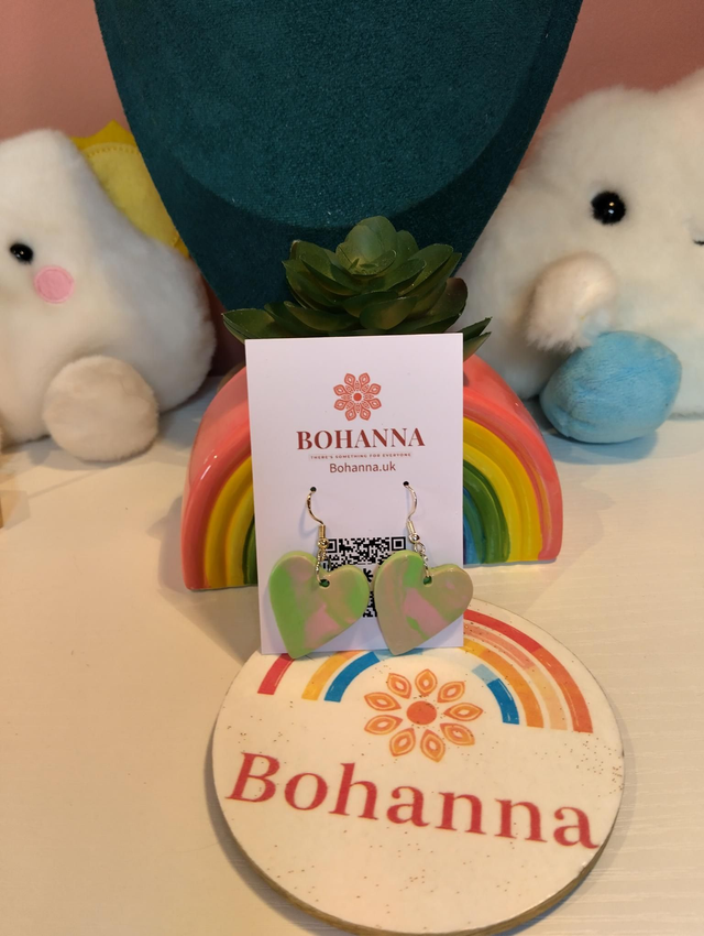  Handmade polymer clay - Mint Candy Hearts

 