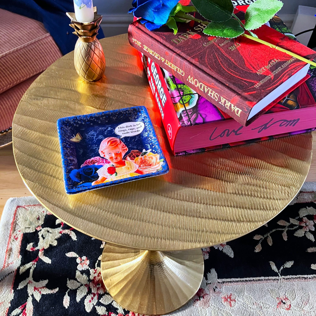 "This Dish is for Rings, Rage, and Rude Words" Dark Blue Upcycled Trinket Dish - House of Frisson