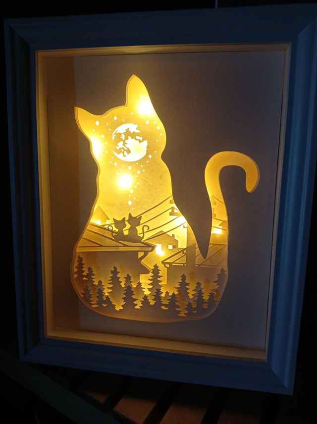 Boîte à lumière "Chats sur les toits"
