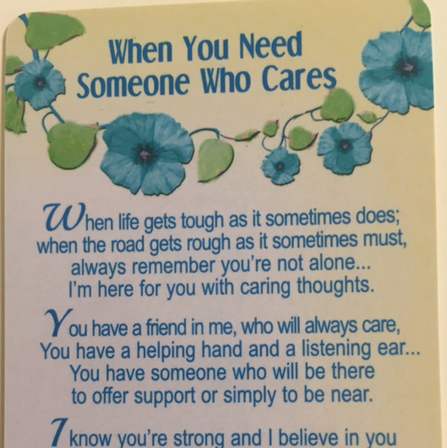Special Thoughts Poems When you need someone who cares. (Credit Card Size) 