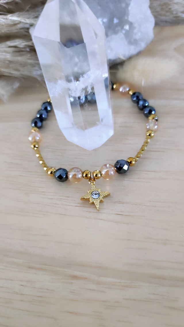 Bracelet "Confiance en soi" Hématite facettée