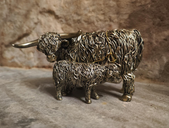 Highland Cow and Calf Ornament 