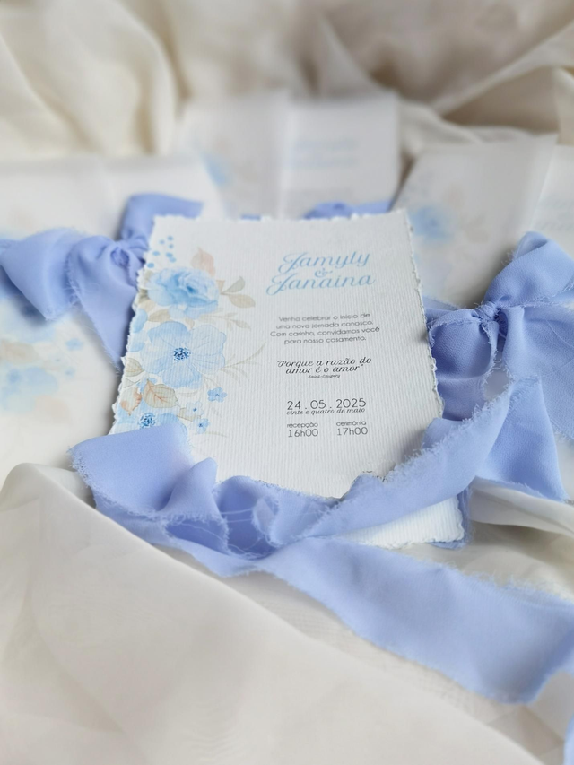 Convite papel aquarelável 300g + luva em papel vegetal