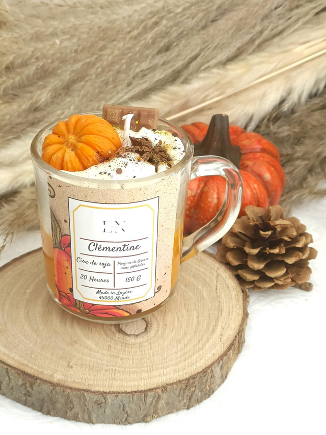 Bougie tasse gourmande de l'automne