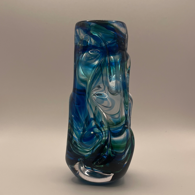 Whitefriars 9844 Vase – Streaky Marine, 7 Inch