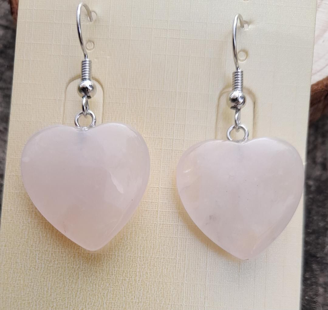 Boucle d'oreille Coeur Quartz rose