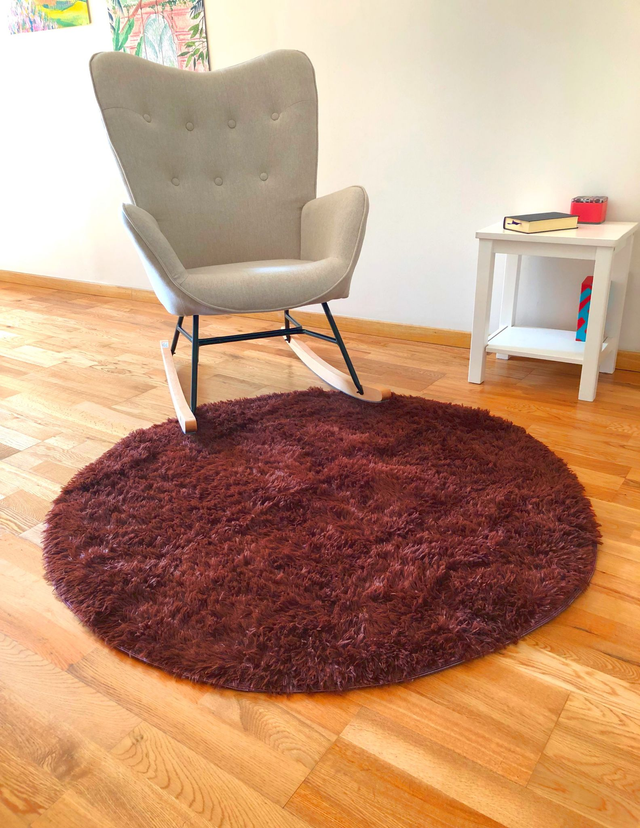 HODYSSEA Tapis RONDOUX Diamètre 120 cm 100% Polyester Poils longs