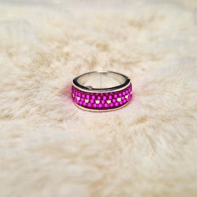 Bague fuchsia et argenté 50