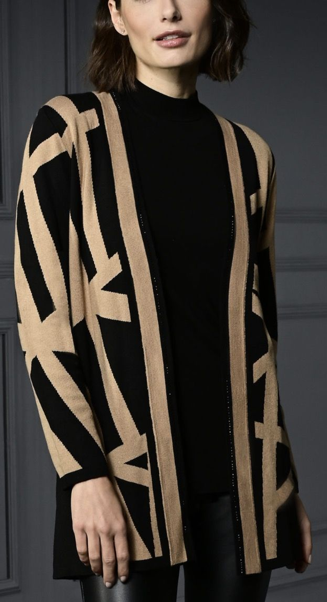 Habella Black &amp; Beige Cardigan/Jacket