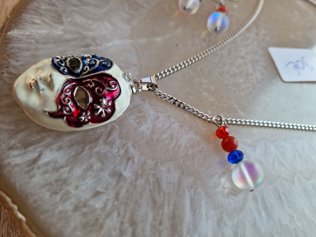 Parure Acier Vénitienne Aura Cristal Pierre De Roche Agate