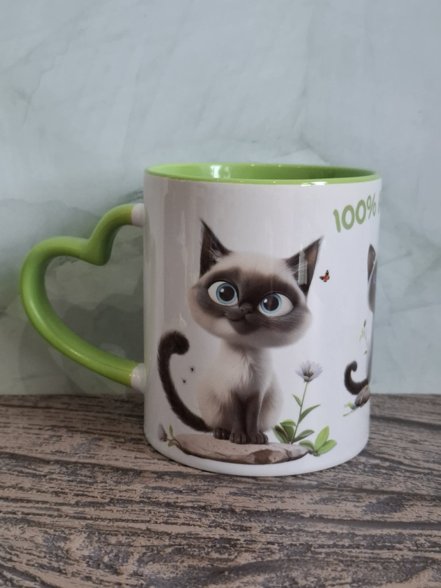 Mug coeur vert siamois 100% adorable