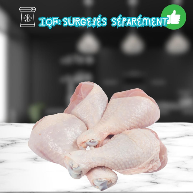 🐓 Sachet 1Kg de Pilons de poulet IQF ❄️(Surgélation Séparée)
